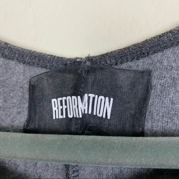 Reformation Flax Blend Fleece Knit Tunic Sweater Top Charcoal Gray - Picture 4 of 7